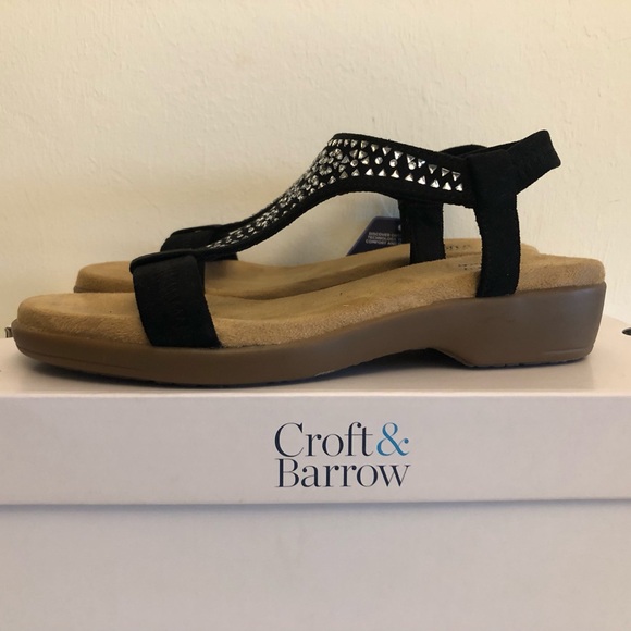 CROFT & BARROW Ortholite Comfort Womens Sandals Black & Diamanté Size 5 Wide New - Picture 3 of 11